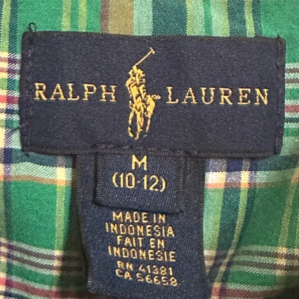 Ralph Lauren Green Plaid Kids Button Down Shirt